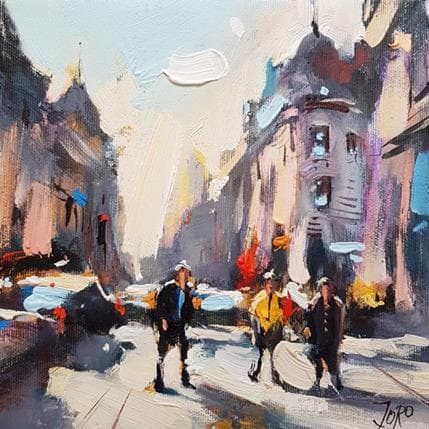 Peinture After noon in the city par Joro | Tableau Figuratif Huile Urbain