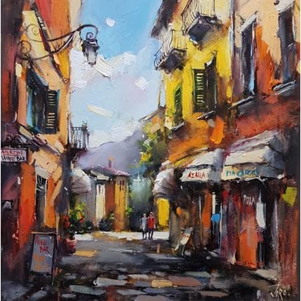 Peinture Down to lake Como par Joro | Tableau Figuratif Huile Urbain