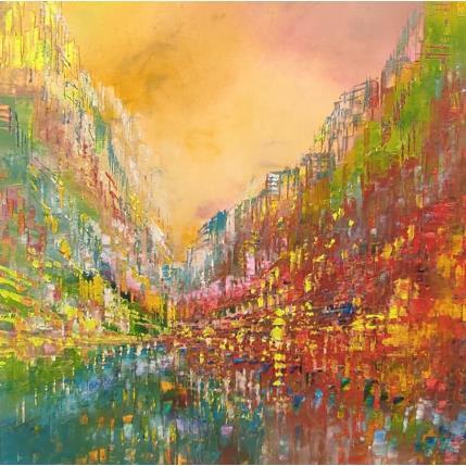 Painting Soleil levant  by Levesque Emmanuelle | Painting Abstract Oil Landscapes, Urban