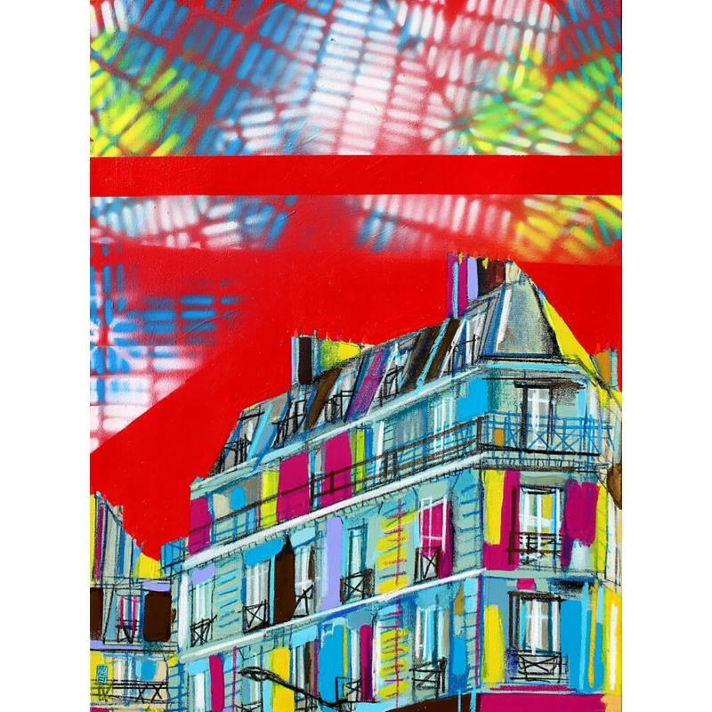 Peinture Fantaisie d'une journée de printemps par Anicet Olivier | Tableau Figuratif Acrylique Urbain