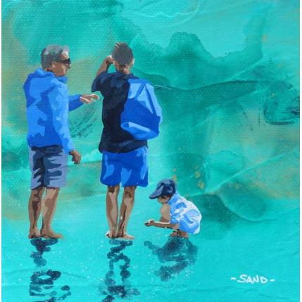 Peinture discussion côtière par Sand | Tableau Figuratif Acrylique Marine, Scènes de vie