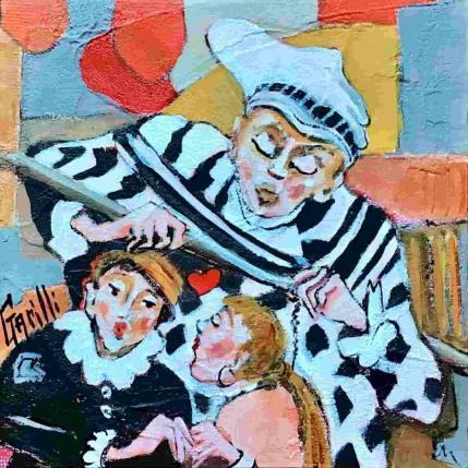 Peinture Marionnettes d’amour par Garilli Nicole | Tableau Figuratif Scènes de vie