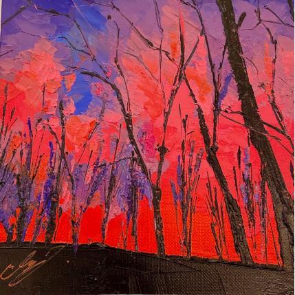 Peinture Coucher de soleil dans les bois par Chen Xi | Tableau Figuratif Huile