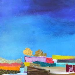 Painting Près du petit moulin rouge by Lau Blou | Painting Abstract Acrylic Landscapes