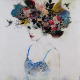 Painting Alma Bella Azul by Bofill Laura | Painting Figurative Acrylic, Wood Life style, Portrait