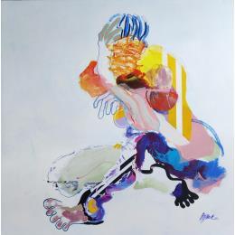 Peinture Joli souvenir ensoleillé par Cressanne | Tableau Art Singulier Acrylique Nu