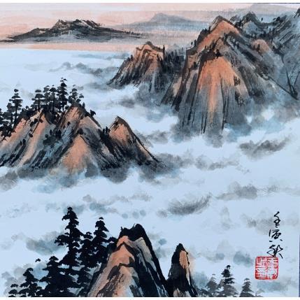 Peinture Clouds Mountain  par Yu Huan Huan | Tableau Figuratif Aquarelle, Encre Nature, Paysages