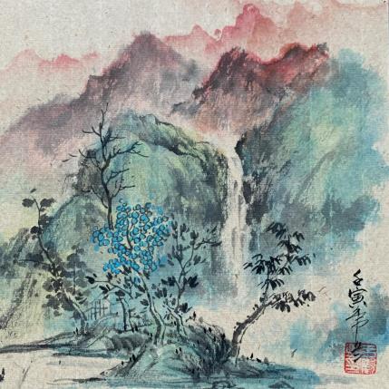 Peinture Waterfall  par Yu Huan Huan | Tableau Figuratif Aquarelle, Encre Nature, Paysages
