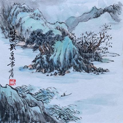 Peinture Little boat par Yu Huan Huan | Tableau Figuratif Aquarelle, Encre Nature, Paysages
