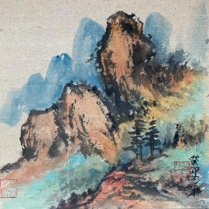 Peinture Colorful mountain  par Yu Huan Huan | Tableau Figuratif Encre Paysages