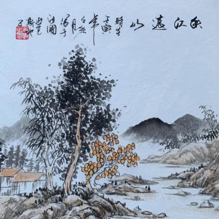 Peinture Autumn River for Montains par Yu Huan Huan | Tableau Figuratif Encre Paysages