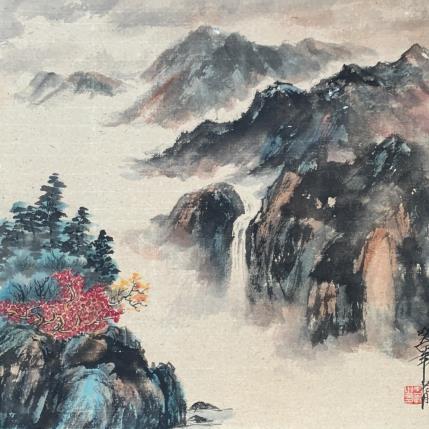 Peinture Mountains in clouds par Yu Huan Huan | Tableau Figuratif Aquarelle, Encre Nature, Paysages