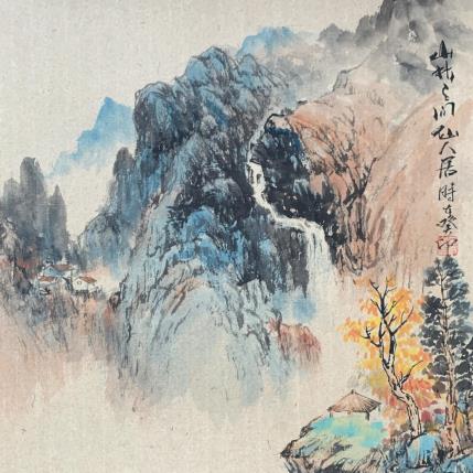 Peinture Village Deep Forest par Yu Huan Huan | Tableau Figuratif Encre Paysages