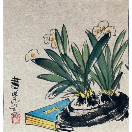 Peinture reading par Yu Huan Huan | Tableau Figuratif Aquarelle, Encre Natures mortes