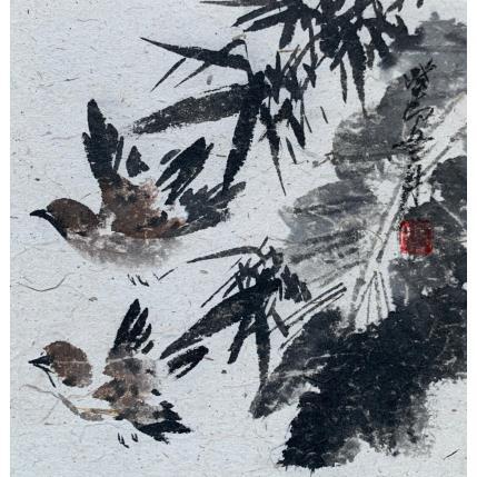 Peinture Flying birds par Yu Huan Huan | Tableau Figuratif Aquarelle, Encre Animaux, Nature, Noir & blanc