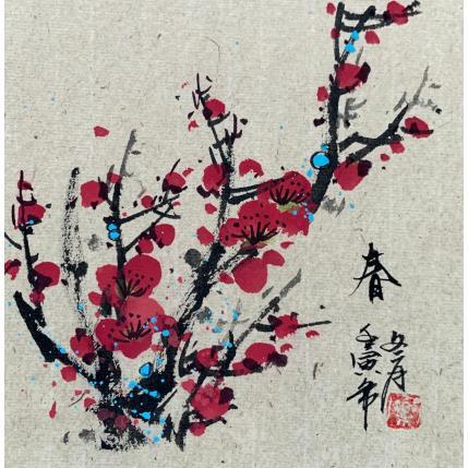 Peinture Cherry blossom par Yu Huan Huan | Tableau Figuratif Aquarelle, Encre Nature
