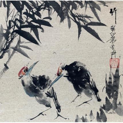 Peinture Bambou par Yu Huan Huan | Tableau Figuratif Aquarelle, Encre Animaux, Nature, Noir & blanc