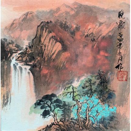 Peinture Sunset glow par Yu Huan Huan | Tableau Figuratif Encre Paysages