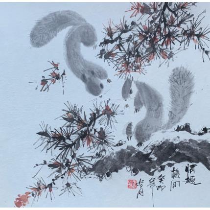 Gemälde Pine forest von Yu Huan Huan | Gemälde Figurativ Tinte Landschaften