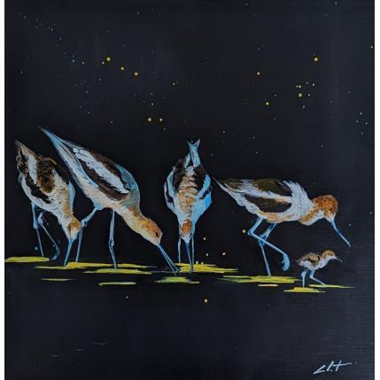 Peinture Balade au clair de lune  par CLOT | Tableau Figuratif Acrylique Animaux, Paysages
