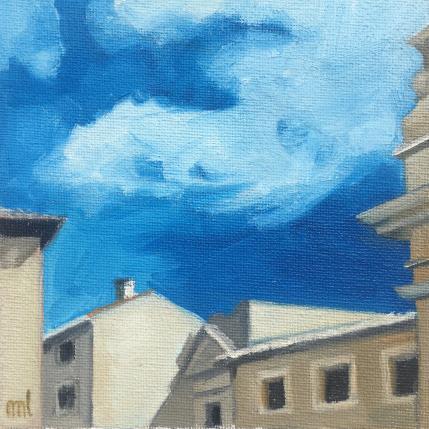 Peinture Des cieux et des toits par Laplane Marion | Tableau Figuratif Huile Architecture, Urbain