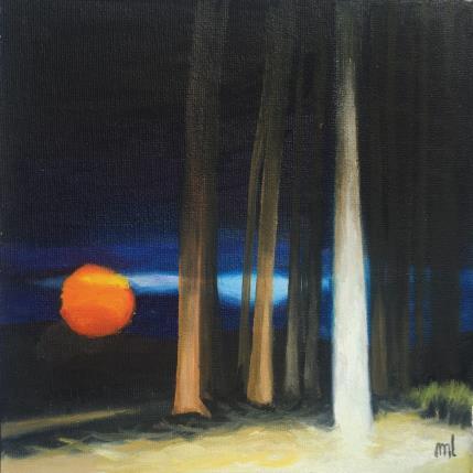 Peinture Red Moon par Laplane Marion | Tableau Impressionnisme Huile Nature, Paysages