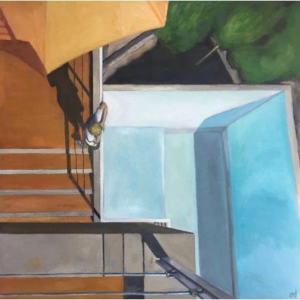 Peinture Pool and boy par Laplane Marion | Tableau Réalisme Huile Architecture, Enfant, Scènes de vie