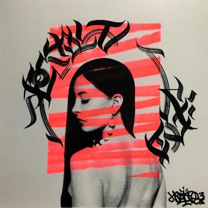 Peinture Pink calligraphy girl par Maderno | Tableau Street Art Graffiti Portraits