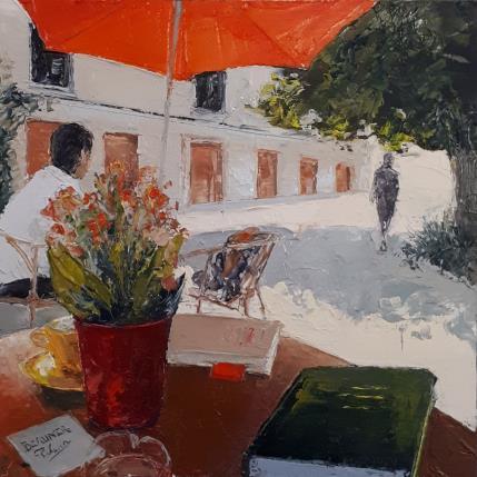 Peinture La terrasse, Berlin Mitte par Martin Laurent | Tableau Figuratif Huile Scènes de vie, Urbain
