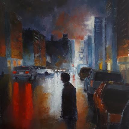 Peinture 8th av Nyc par Martin Laurent | Tableau Figuratif Huile Scènes de vie, Urbain