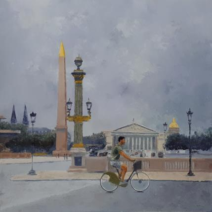 Peinture La place de la Concorde par Martin Laurent | Tableau Figuratif Huile Scènes de vie, Urbain