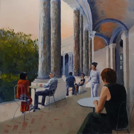 Peinture Le Petit Palais, la terrasse par Martin Laurent | Tableau Figuratif Huile Scènes de vie, Urbain