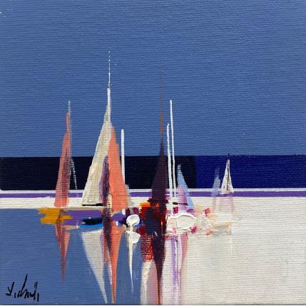 Peinture Les voiles par Chevalier Lionel | Tableau Figuratif Acrylique Marine, Minimaliste, Paysages