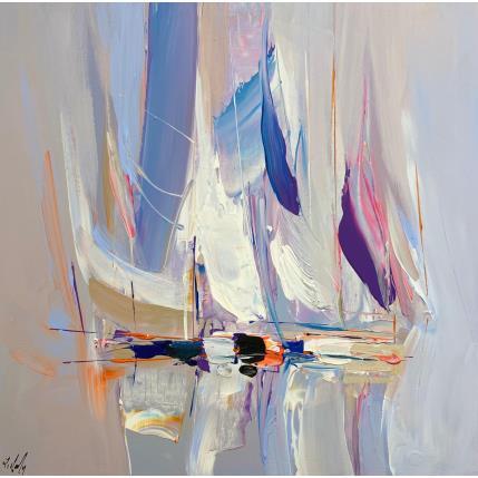 Peinture Les voiles par Chevalier Lionel | Tableau Figuratif Acrylique, Bois Marine, Minimaliste