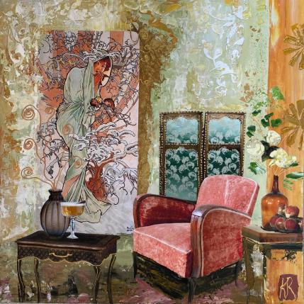 Painting Le boudoir d'Alice by Romanelli Karine | Painting Figurative Gluing Life style