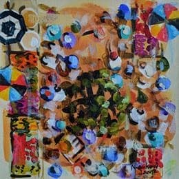 Pintura Place de marché 266 por Lama Niankoye | Pintura Figurative Acrylic Life style