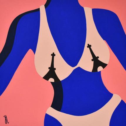 Peinture Paris Plage  par Julie-Anne | Tableau Figuratif Acrylique Nu