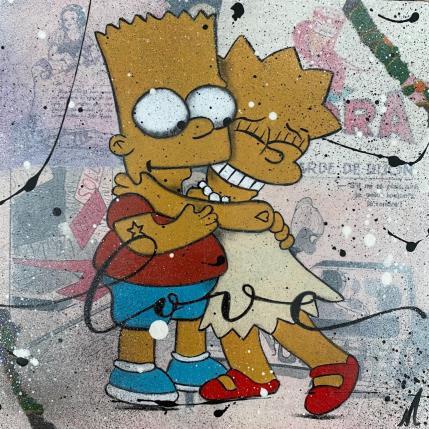 Painting Family Simpson by Marie G.  | Painting Pop-art Acrylic, Wood Pop icons