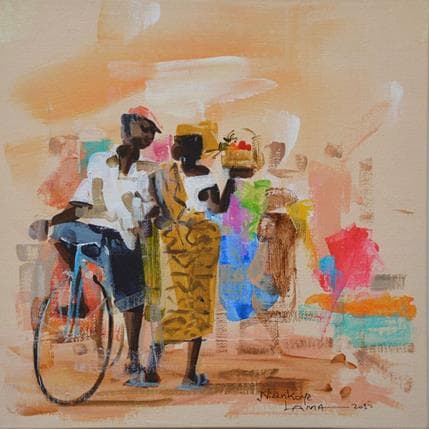 Peinture Rencontre par Lama Niankoye | Tableau Figuratif Acrylique scènes de vie