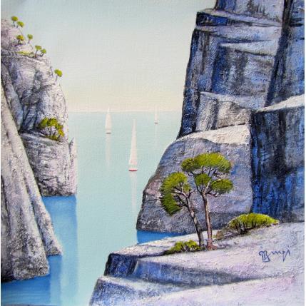 Gemälde AN150  CALANQUE AUX GRANDS PINS von Burgi Roger | Gemälde Figurativ Acryl Landschaften, Marine