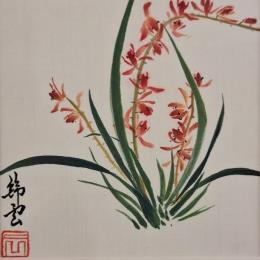 Gemälde Orchidée Asiatique von Tayun | Gemälde Figurativ Tinte Stillleben