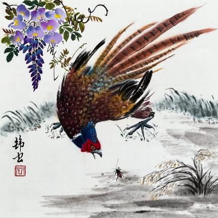 Gemälde Faisan von Tayun | Gemälde Figurativ Tinte Tiere