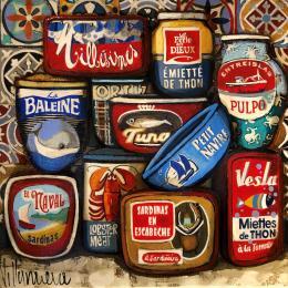 Gemälde Latas von Villanueva Puigdelliura Natalia | Gemälde Figurativ Öl Stillleben