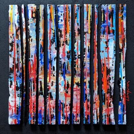 Peinture bc11 street rouge bleu orange par Langeron Luc | Tableau Abstrait Acrylique, Bois, Résine