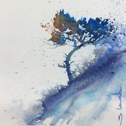 Peinture Un pin penché par Langeron Stéphane | Tableau Figuratif Aquarelle Paysages