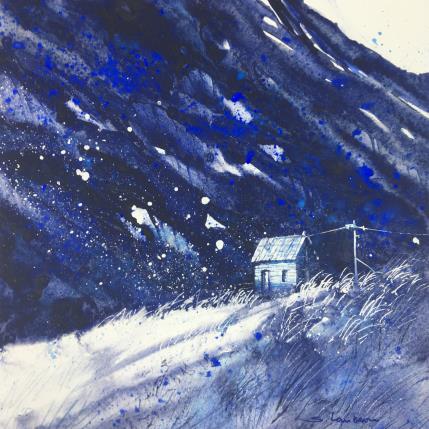 Peinture Un cabane en Scandinavie par Langeron Stéphane | Tableau Figuratif Aquarelle Paysages
