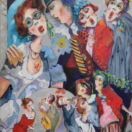 Peinture Le petit monde enjoué du jazz par Garilli Nicole | Tableau Figuratif scènes de vie