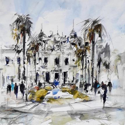 Painting CAFE DE PARIS MONTE CARLO by Poumelin Richard | Painting Figurative Oil Landscapes, Urban