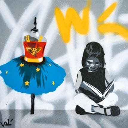 Peinture I want to be Wonder Woman par Valérian Lenud | Tableau Street Art Graffiti scènes de vie