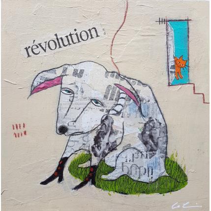 Peinture Révolution #3 par Colin Sylvie | Tableau Art Singulier Acrylique, Collage, Pastel Animaux